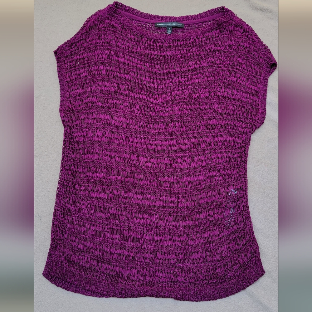 White House Black Market Purple Textured Knit Top Size S Rayon Nylon